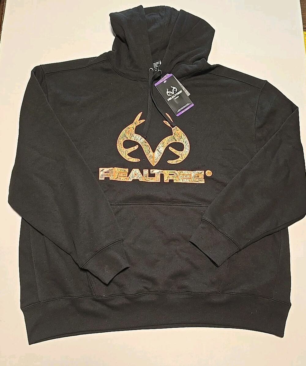 Realtree Deer Black Camo Hooded Hoodie Sweatshirt Size XXL NWT New